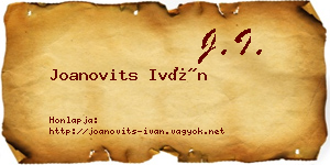 Joanovits Iván névjegykártya